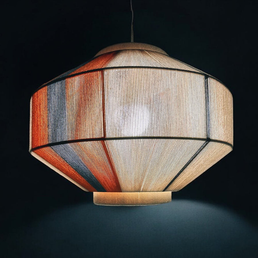 Jute Hanging Lantern: Wabi Sabi Chandelier for Home, Cafe, Restaurant