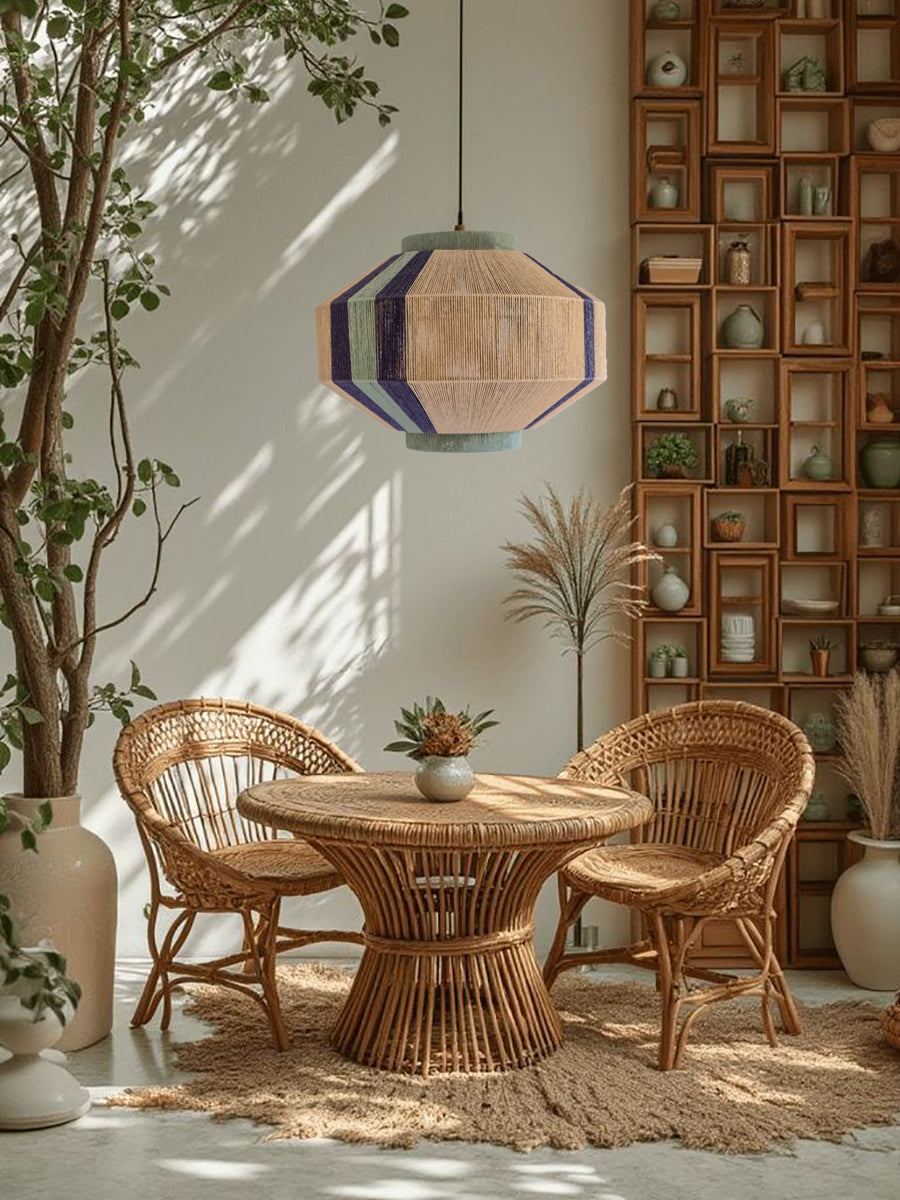 Jute Hanging Lantern: Wabi Sabi Chandelier for Home, Cafe, Restaurant