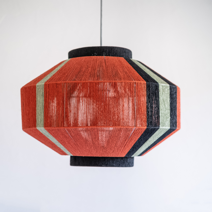 Jute Hanging Lantern: Wabi Sabi Chandelier for Home, Cafe, Restaurant