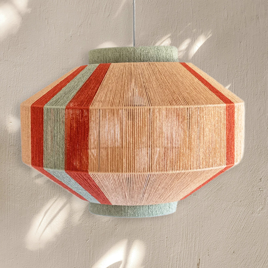 Jute Hanging Lantern: Wabi Sabi Chandelier for Home, Cafe, Restaurant