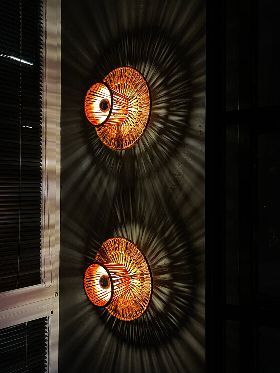 Wicker Cotton Sconce: Modern Pendant Light, Unique Home Decor