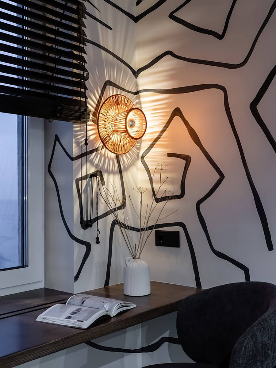 Wicker Cotton Sconce: Modern Pendant Light, Unique Home Decor
