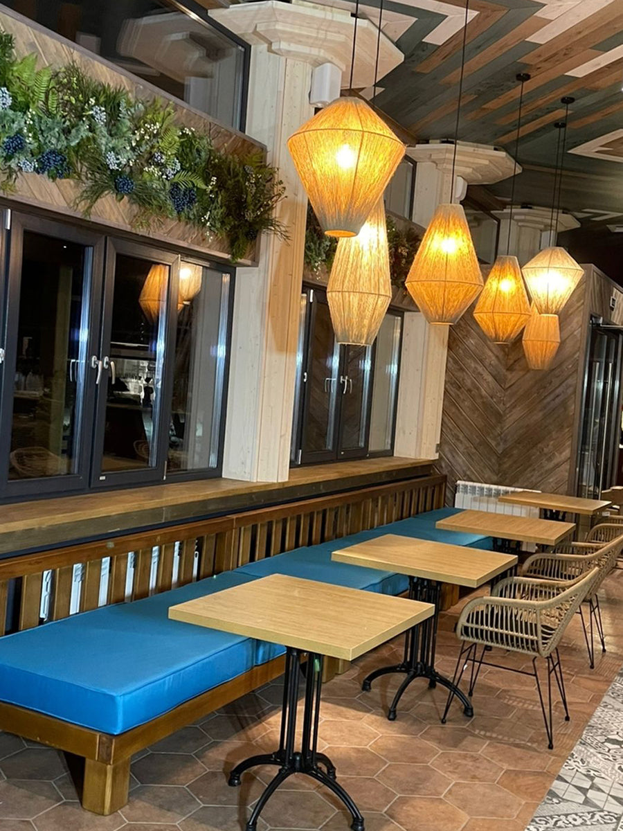 Jute Chandelier: Beach Style Pendant Light for Living Room, Cafe, Restaurant, Hotel