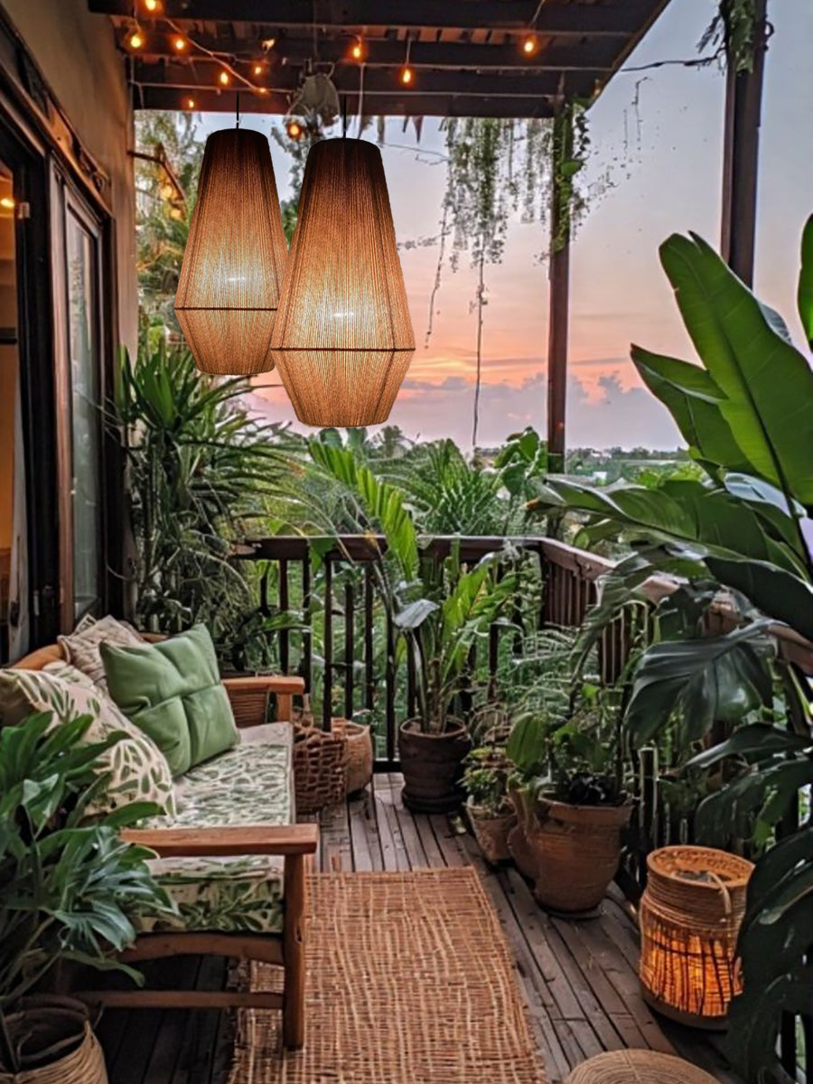 Jute Chandelier: Beach Style Pendant Light for Living Room, Cafe, Restaurant, Hotel