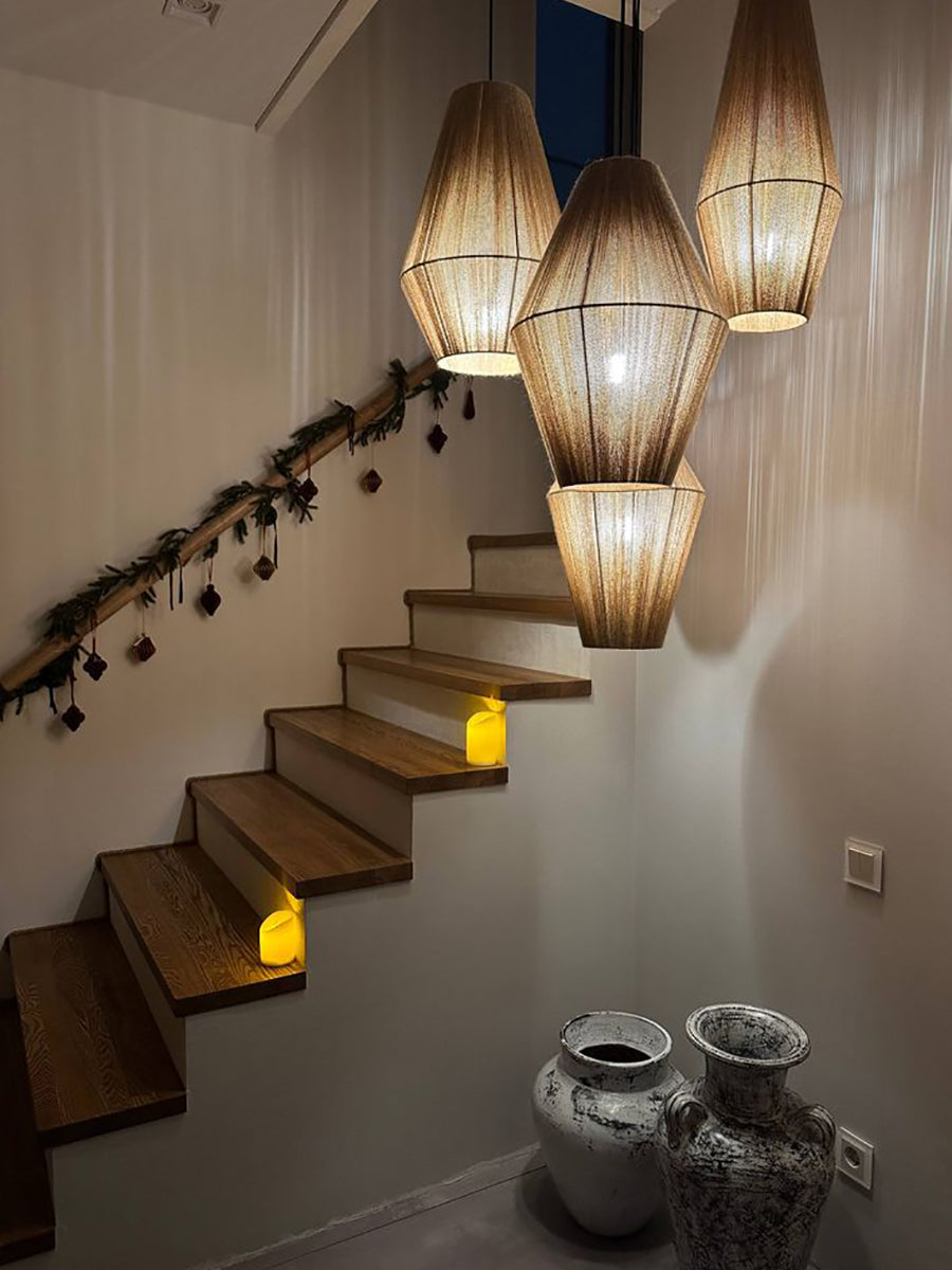 Jute Chandelier: Beach Style Pendant Light for Living Room, Cafe, Restaurant, Hotel