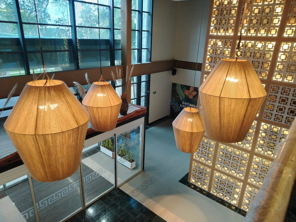 Jute Chandelier: Beach Style Pendant Light for Living Room, Cafe, Restaurant, Hotel